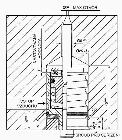 Vzduchový ventil s jehlou - schema